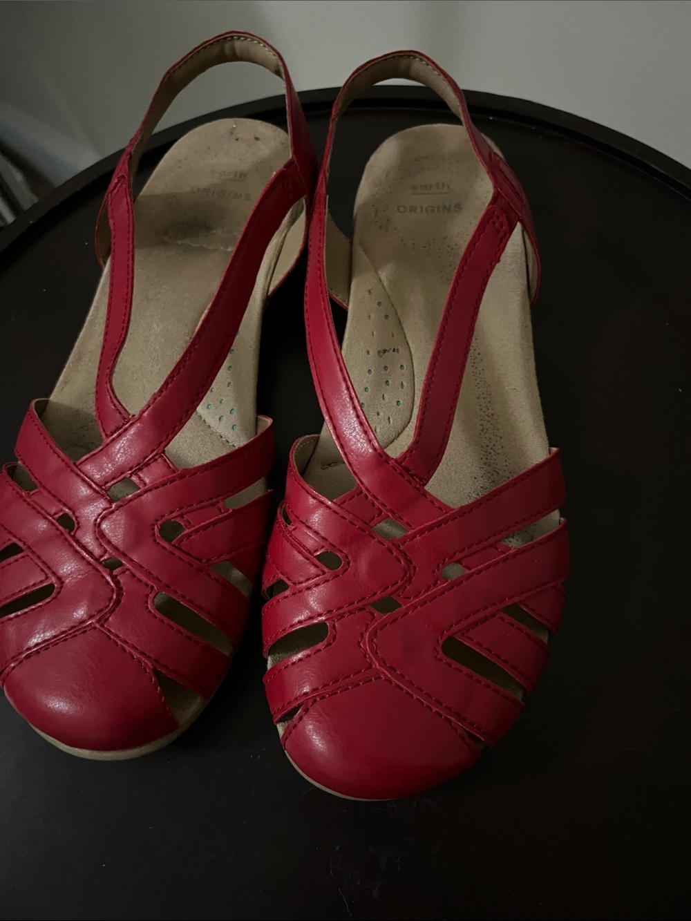 Earth Origins Red Woven Leather Slingback Sandals